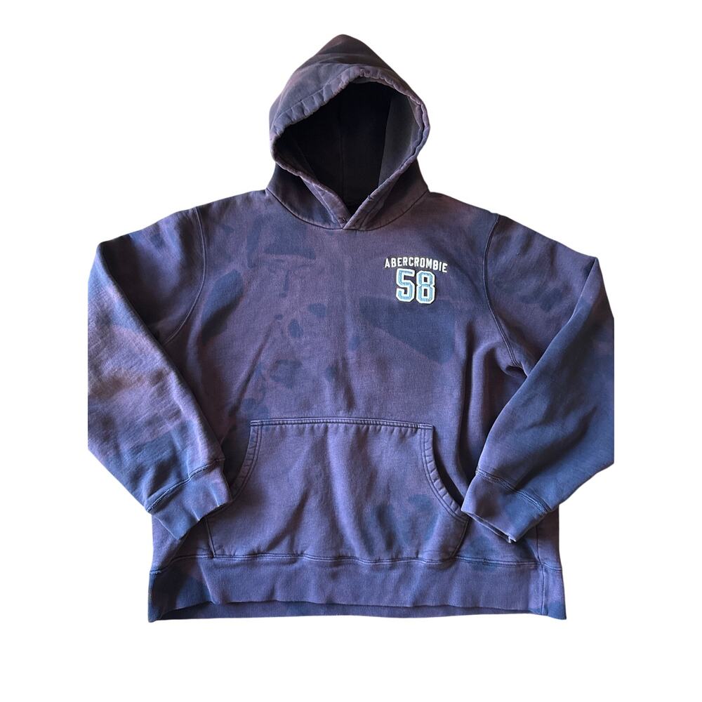 Vintage 90’s Abercrombie & Fitch Faded Navy Blue 58 Logo Embroidered L/XL Hoodie